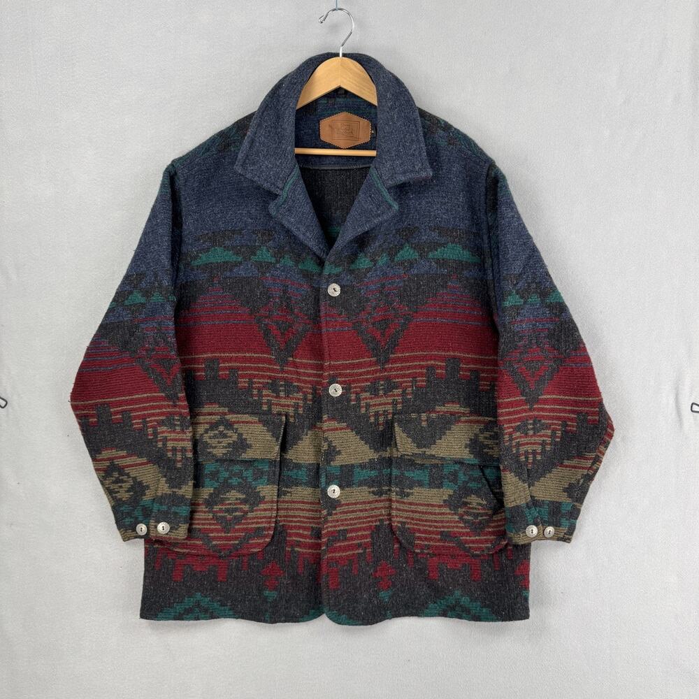Vintage Woolrich Coat Mens XL Multicolor Wool Aztec Southwestern Outdoor